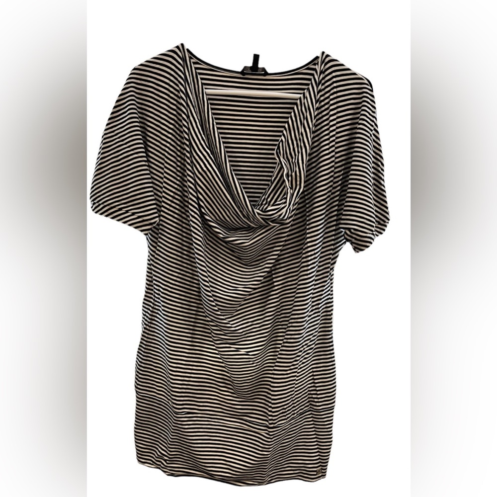 Apart Black White Stripe Cowl Neck Blouse NWOT